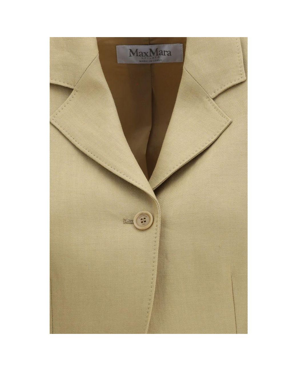 Max Mara Green Beige Linen Denim Jacket