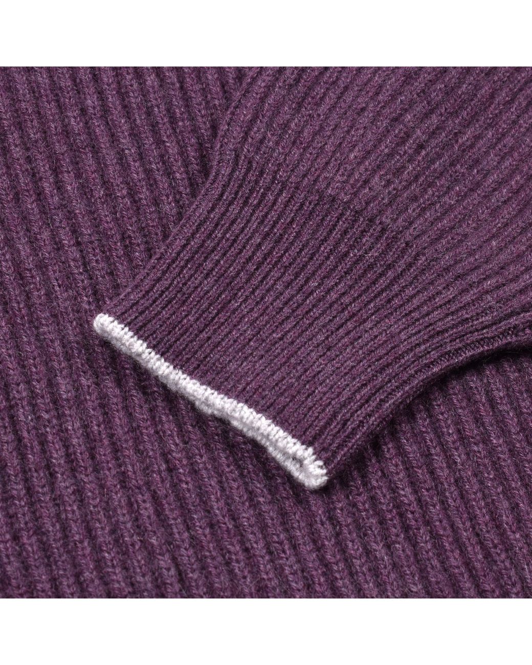 Brunello Cucinelli Purple Plum Cashmere Crewneck Sweater for men