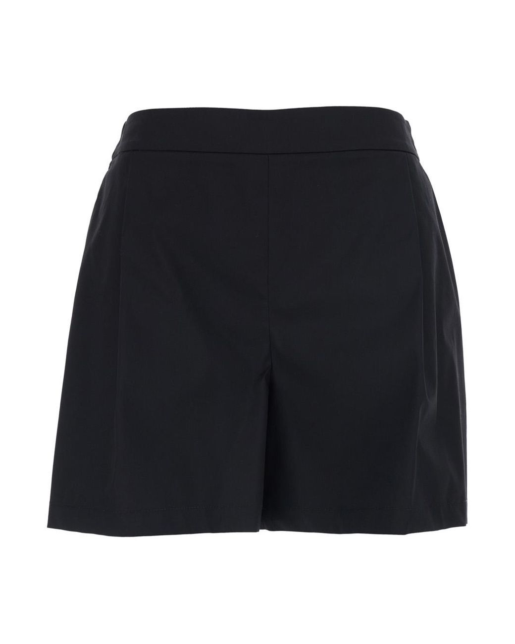 Le Plain Black Cotton Blend Semi-Elasticated Waist Shorts For Nylon Elastane And Bermuda