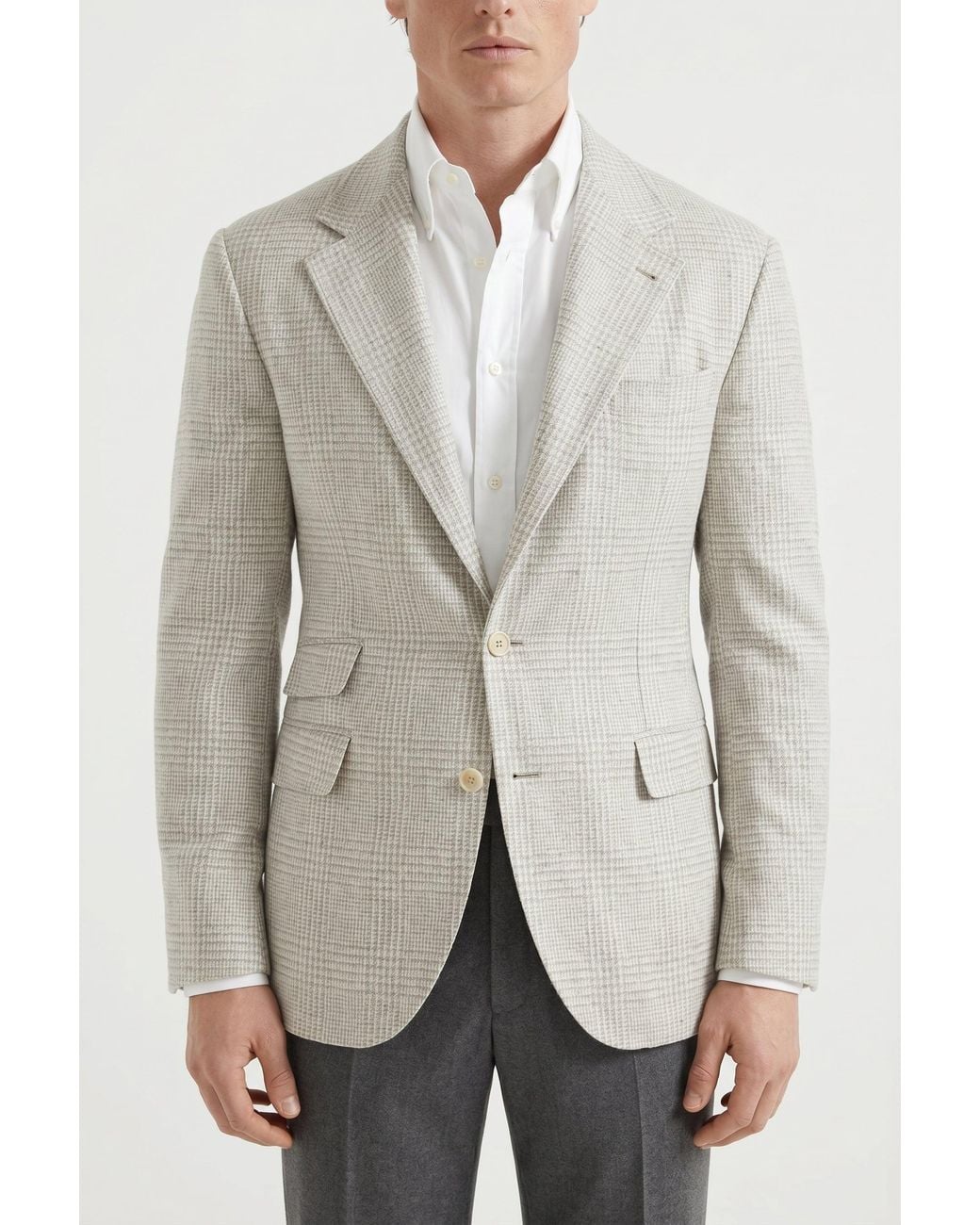 Brunello Cucinelli Gray Light Wool Silk Blazer for men