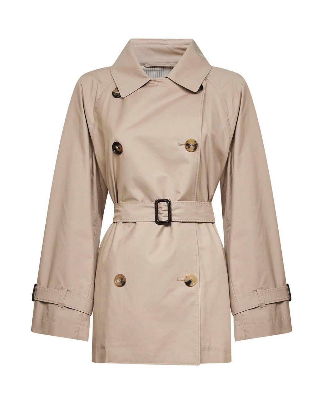 Max Mara Natural Sand Mtccalle Short Double-Breasted Trench Coat