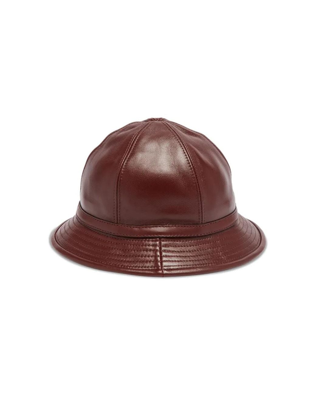 Gucci Brown Horsebit Lambskin Leather Bucket Hat Accessories Beanies for men