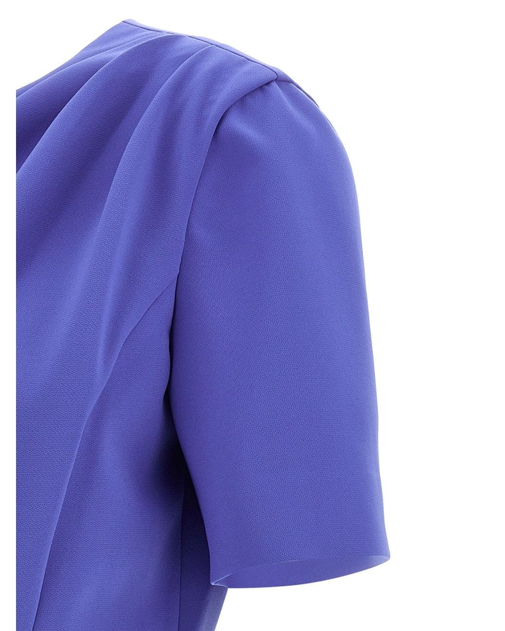 Carolina Herrera Purple Draped Stretch Crêpe Midi Dress