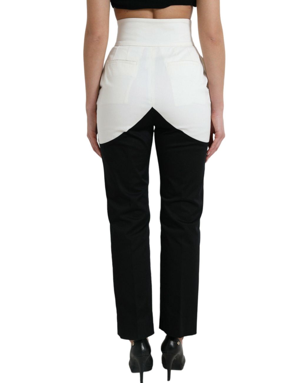 Dolce & Gabbana Black Cotton Cut Out Waist Tapered Pants