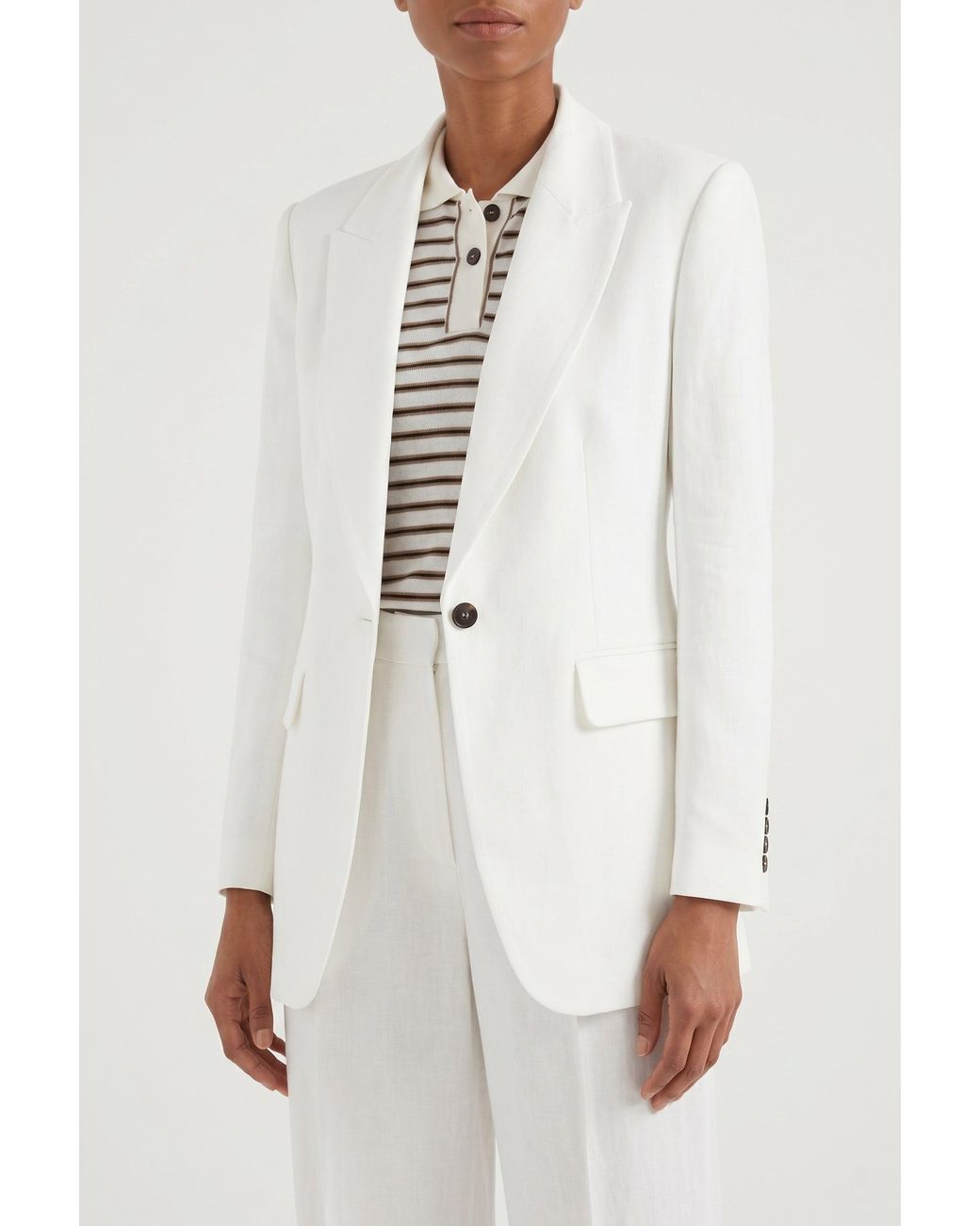 Brunello Cucinelli White Tailored Linen Blazer