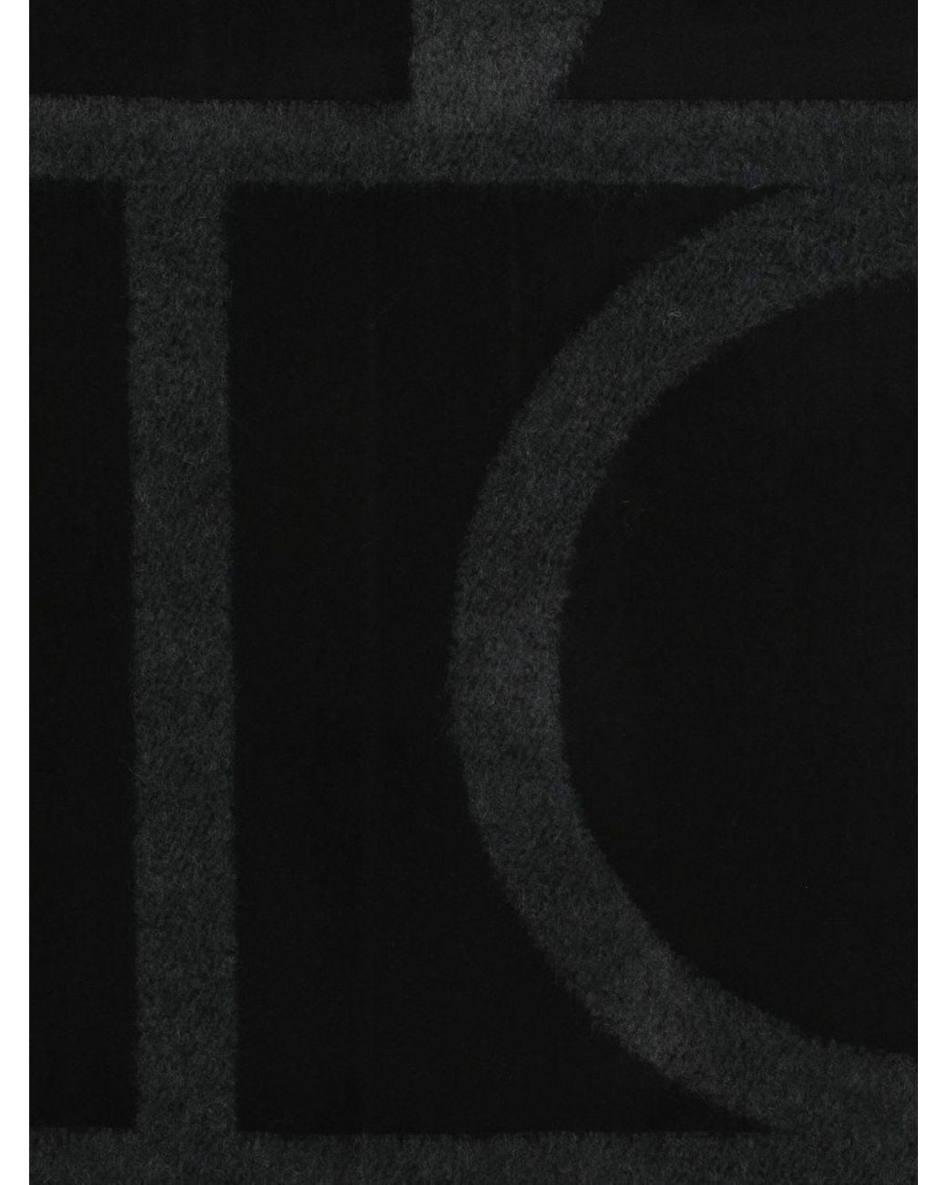 Totême  Black Wool Monogram Scarf