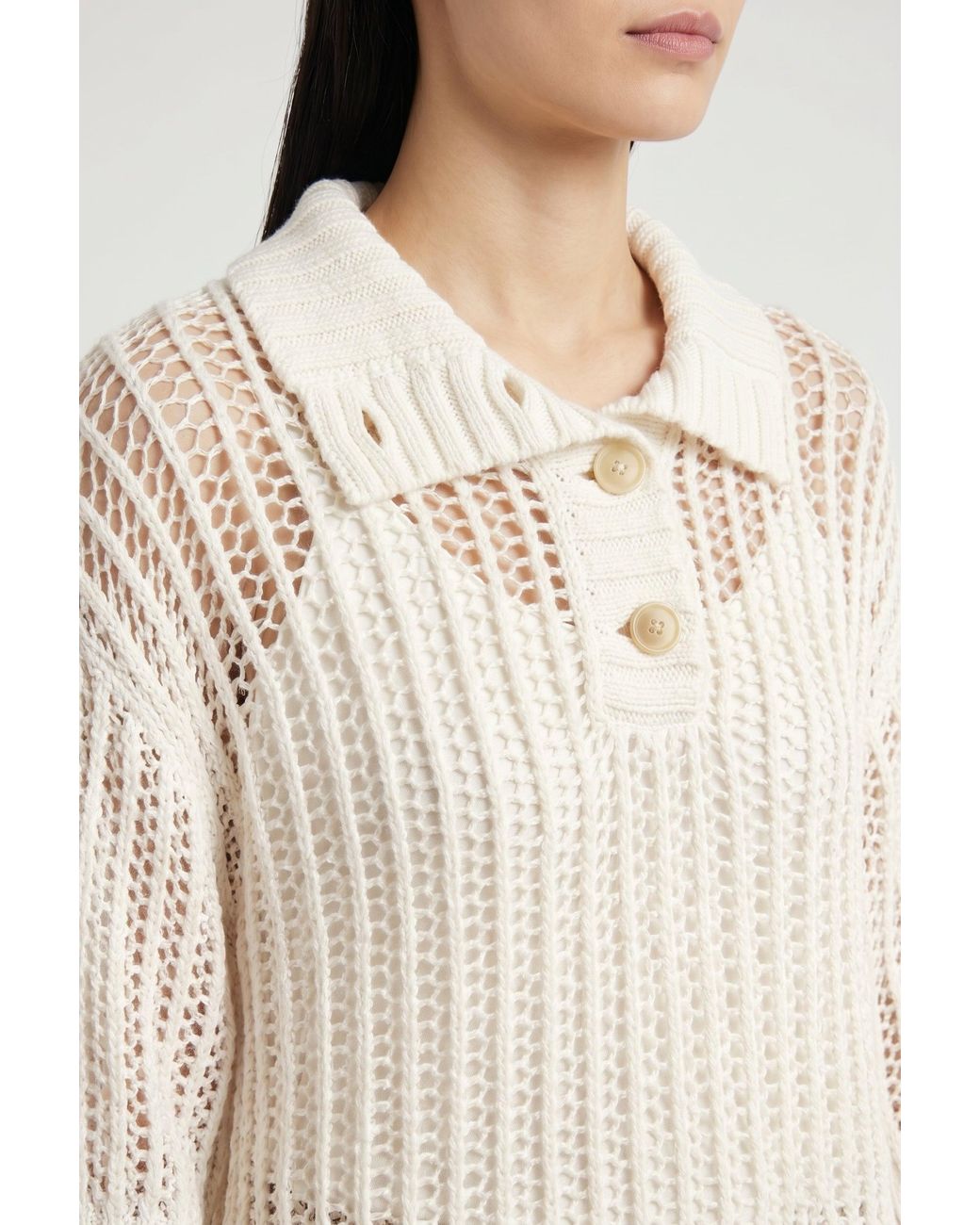 Brunello Cucinelli Natural Off Open Knit Sweater