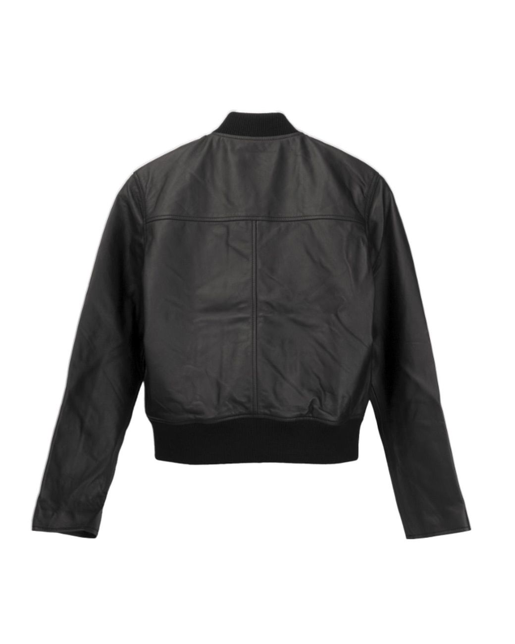 Officine Generale Black Boxy Leather Bomber Jacket