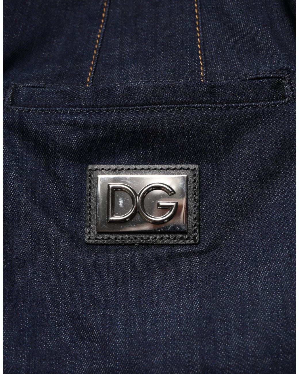 Dolce & Gabbana Blue Dark Cotton A-Line Denim Midi Skirt Co+03