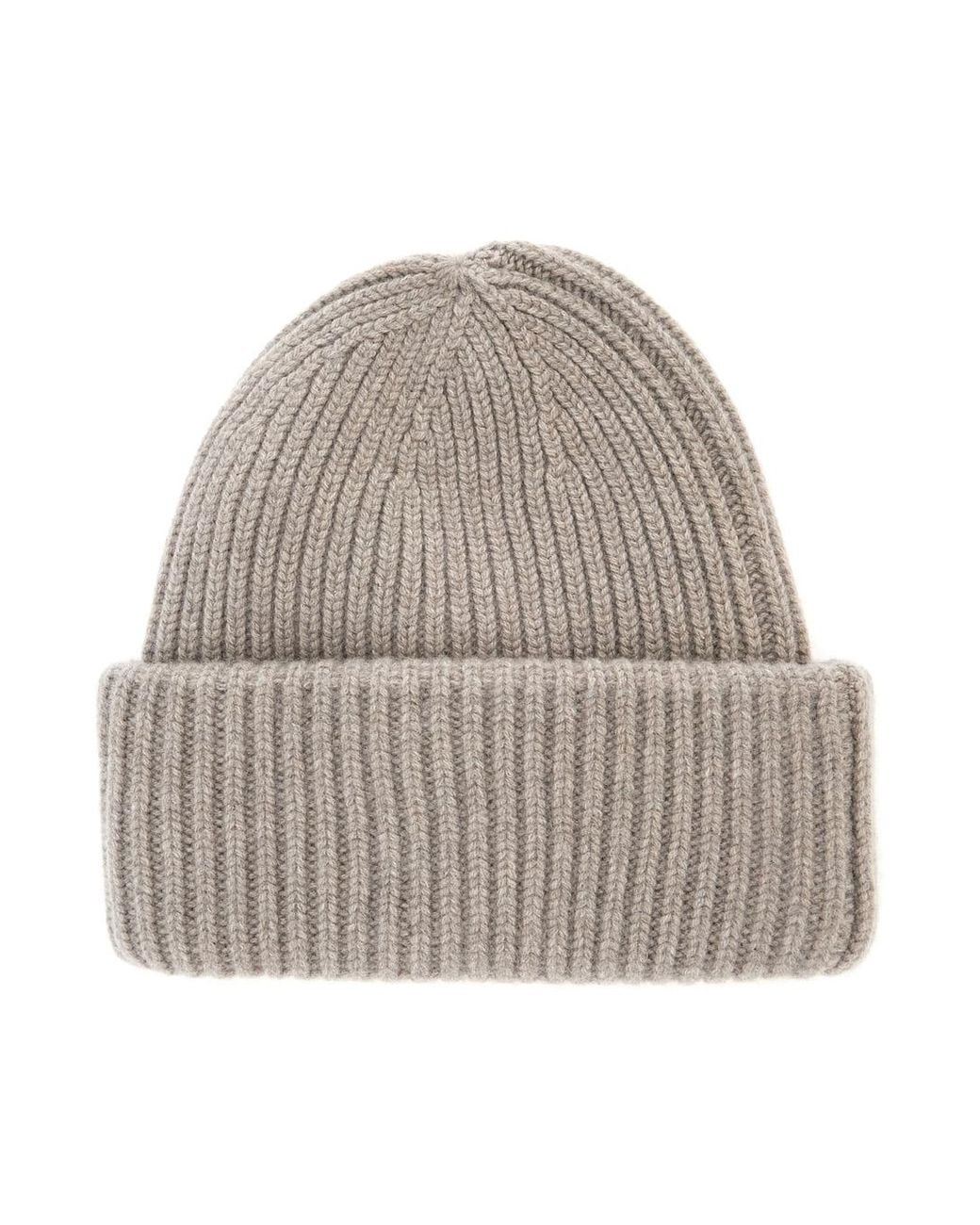 Soft Goat Gray Beanie Hat Ribbed Cashmere