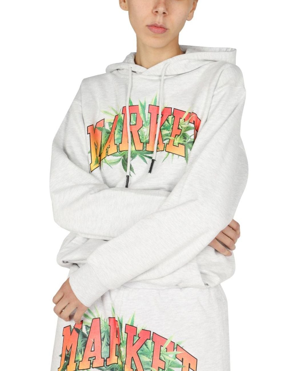 Market Gray Logo Print Sweatshirt Cotton Sweatshirts