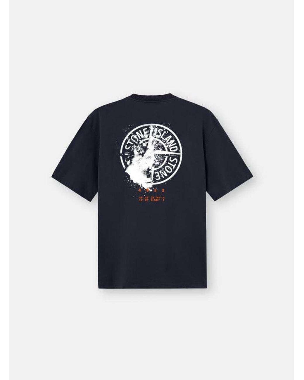 Stone Island Blue Stone Island Logo-Embroidered T-Shirt for men