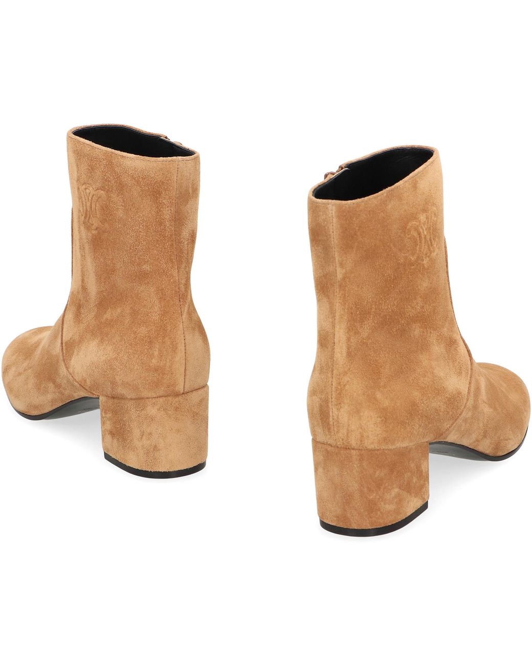 Céline Brown Suede Ankle Boots With Medium Heel Calf