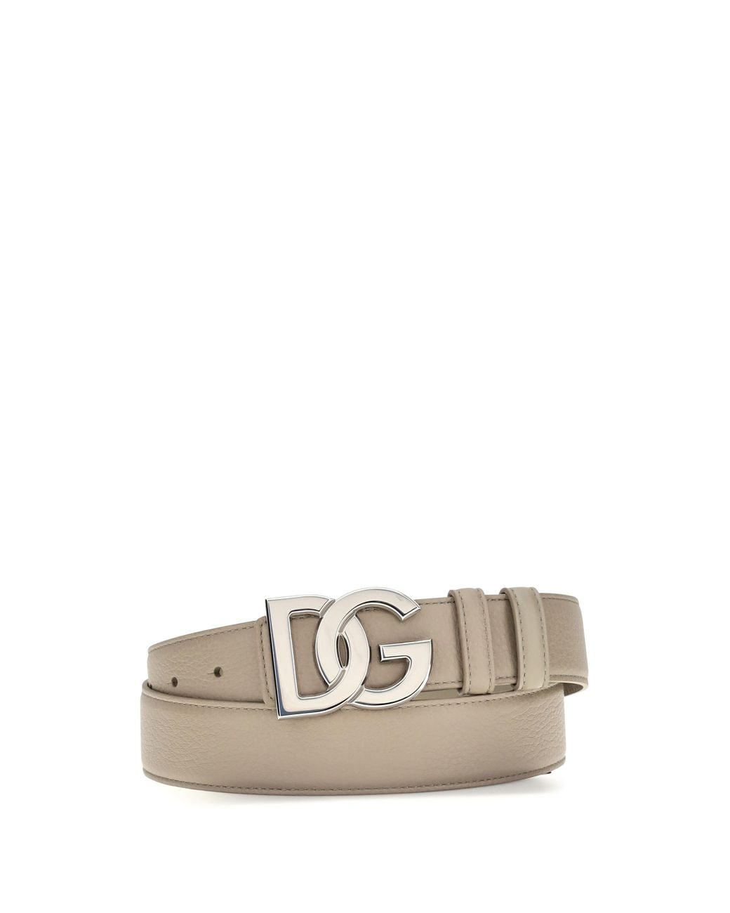 Dolce & Gabbana Gray Dolce & Gabbana Interlocking Dg Buckle Calfskin Belt for men