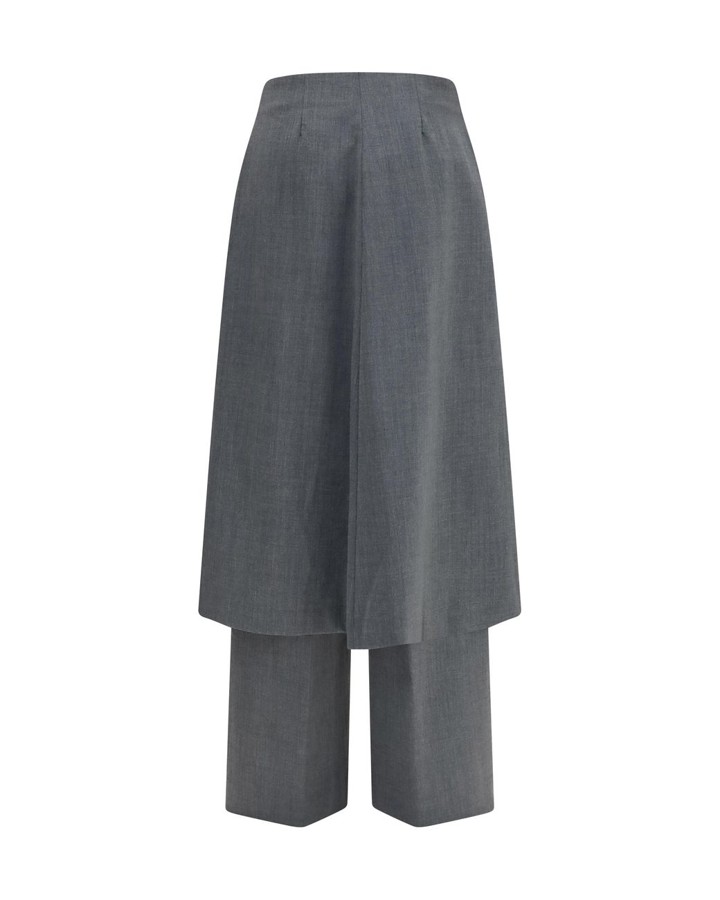 Thelatest Gray Tailored Pants With Draped Skirt Panel, Polyester Trousers