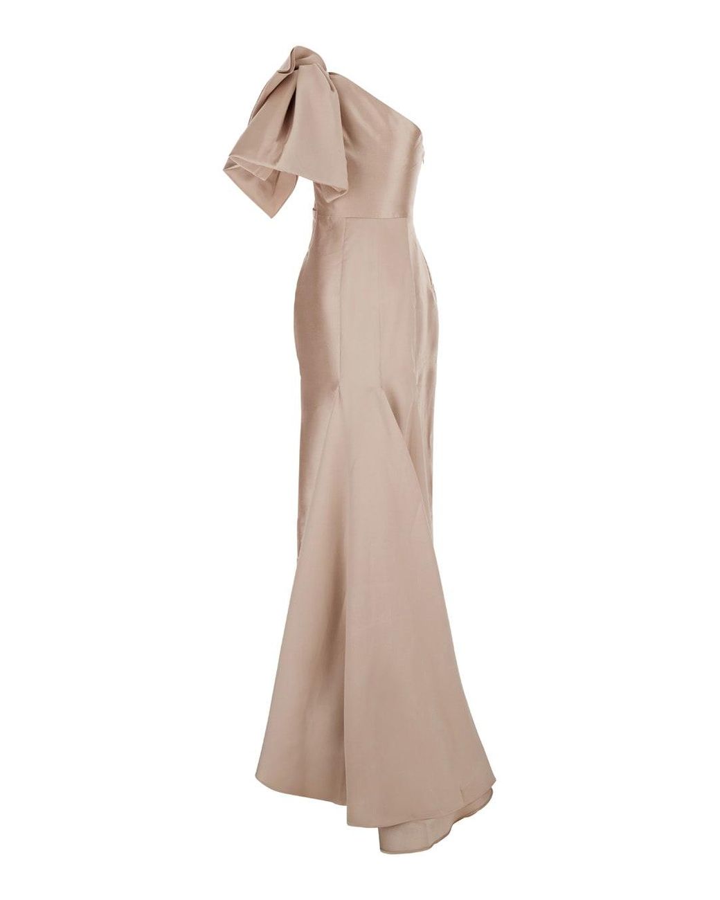 パーティードレス SOLACE LONDON 'priya' one-shoulder OS40011 SOLACE LONDON Priya one-shoulder bow-embellished satin-twill