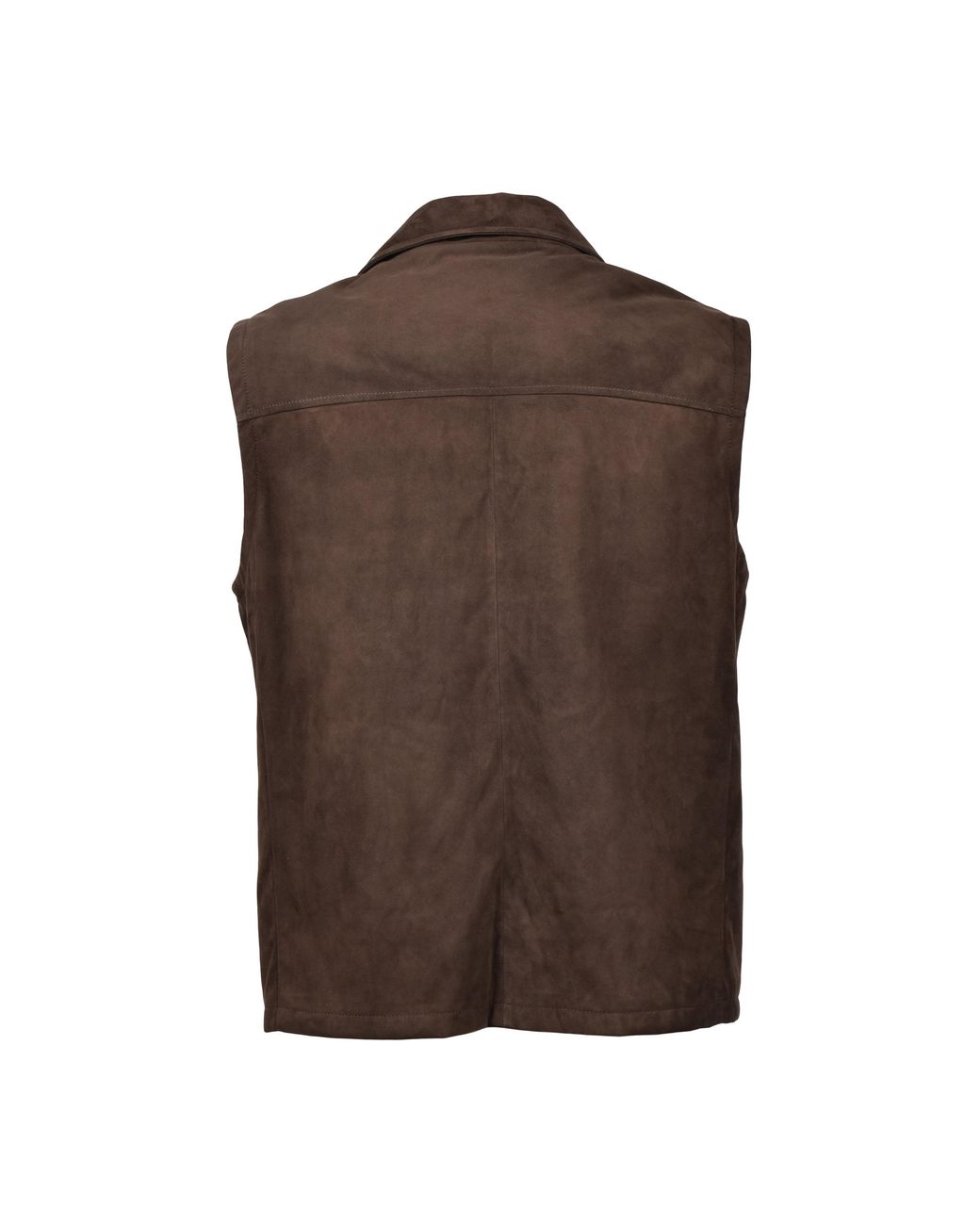 Brunello Cucinelli Brown Suede Sleeveless Jacket for men