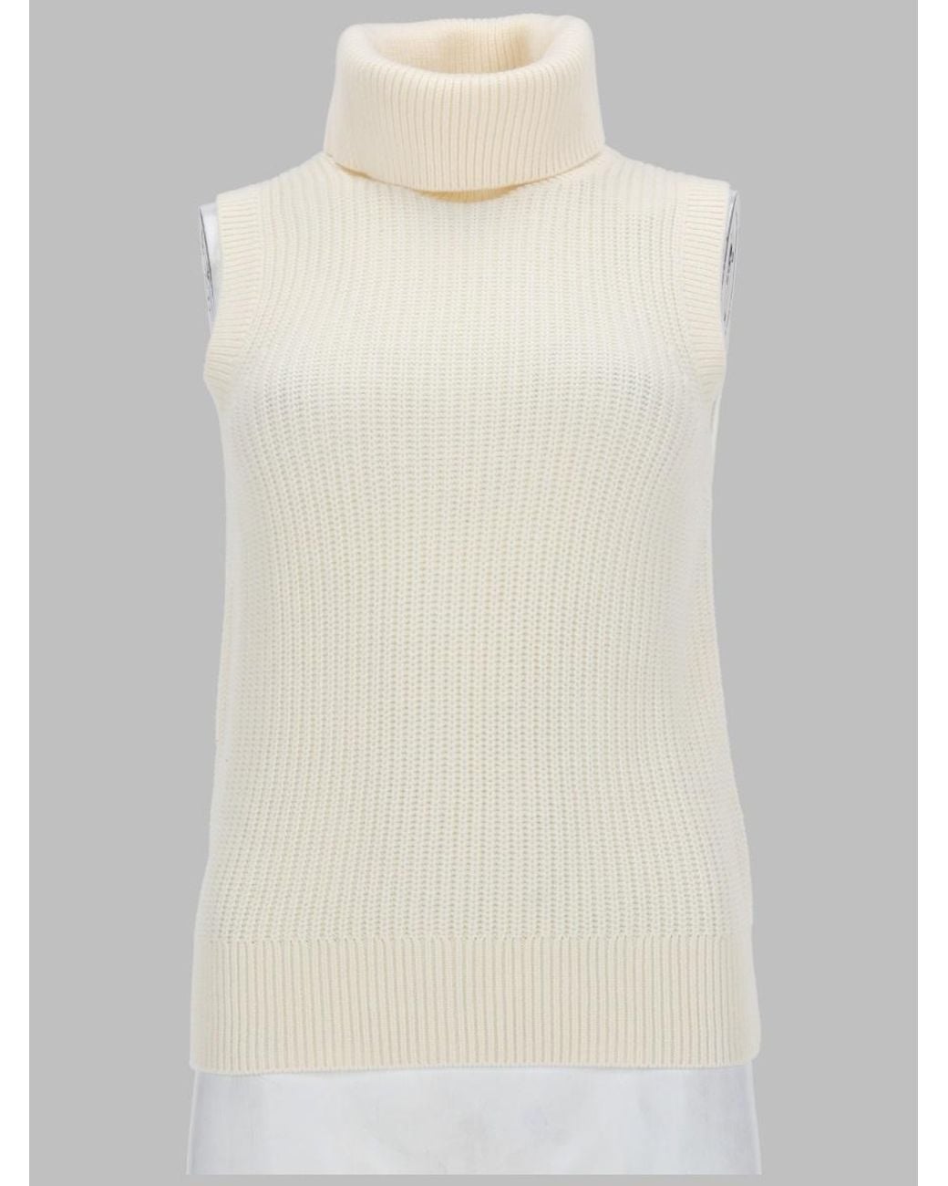 MICHAEL Michael Kors White Sleeveless Turtleneck Knit Sweater Vest