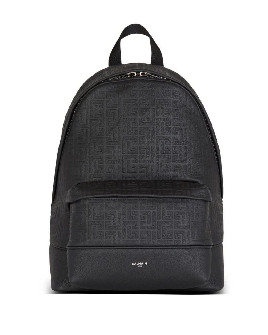Balmain Grained Leather Backpack With Monogram in Black for Men Lyst