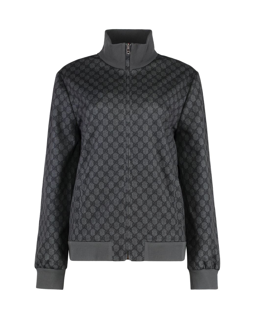 Gucci Black Cotton Blend Full-Zip Sweatshirt Polyester Sweatshirts