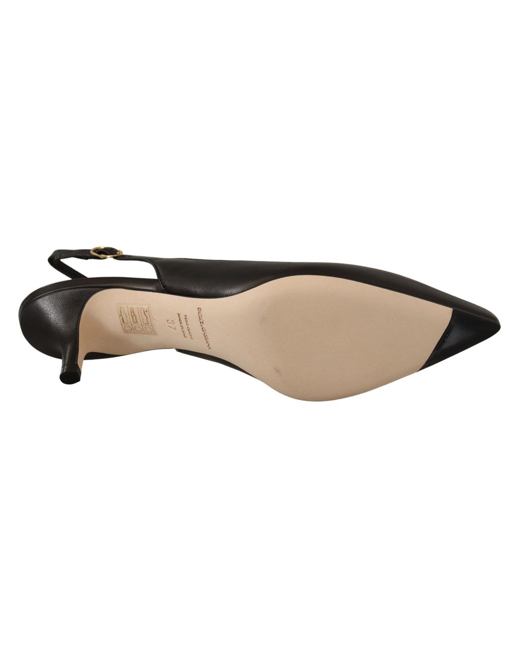 Dolce & Gabbana Black Elegant Leather Slingbacks Heels