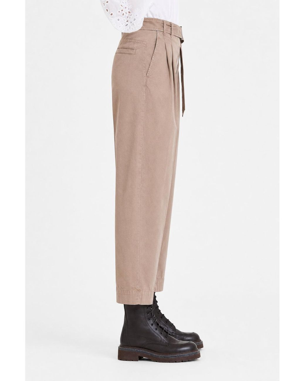 Brunello Cucinelli Natural Cotton Belted Trousers