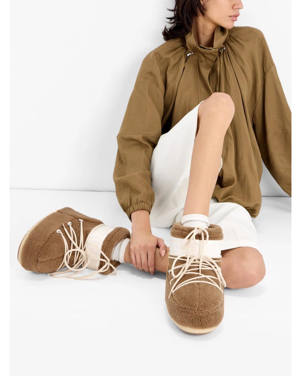 Moon Boot Natural Icon Low Fleece Teddy Snow Boots Shoes