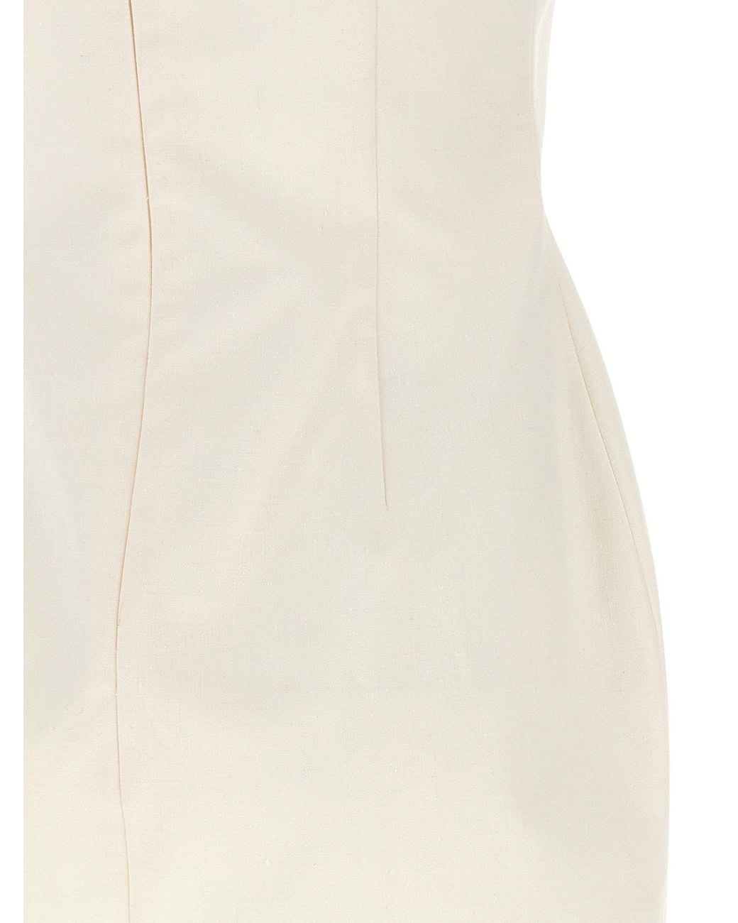 Magda Butrym Natural Three-Dimensional Floral Appliqué Dress
