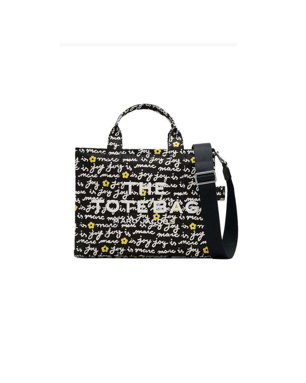 Marc Jacobs Black Marc Jacobs Text-Print Cotton Canvas Tote Bag