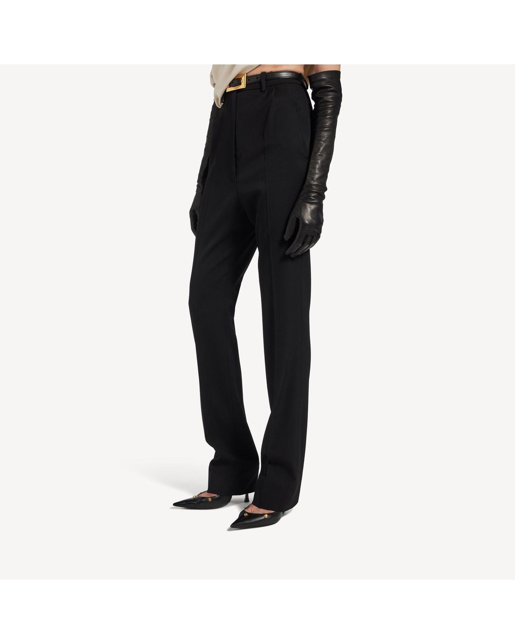Balenciaga Black High Waist Slim Pants Trousers