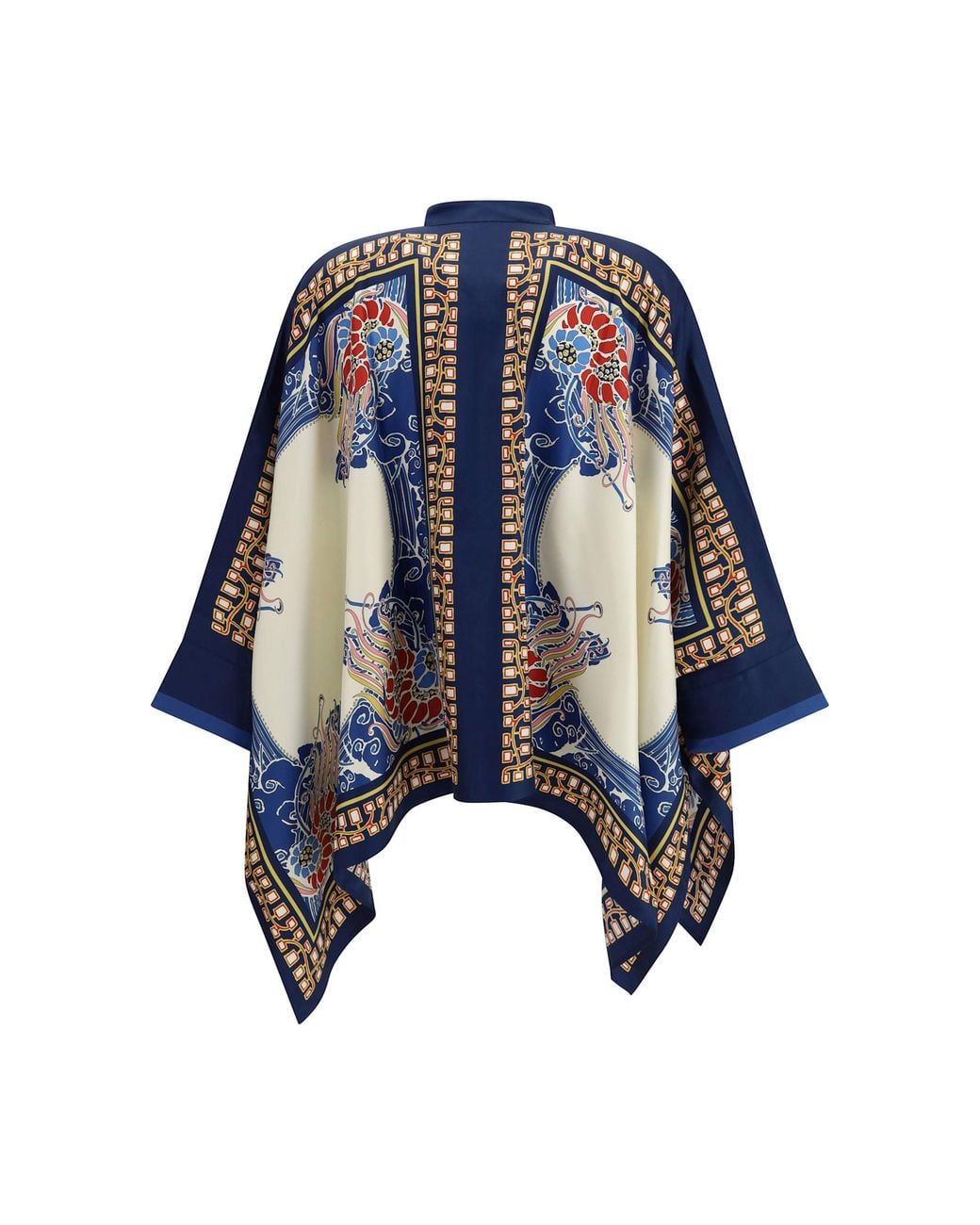 LaDoubleJ Blue Multicolor Silk Pattern Shirt