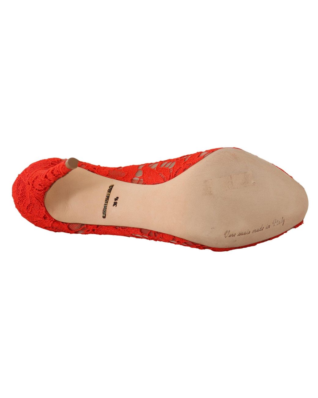 Dolce & Gabbana Red Crystal Taormina Lace Heels Pumps