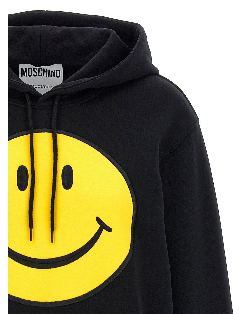 Moschino Blue Smiley-Embroidered Cotton Hoodie