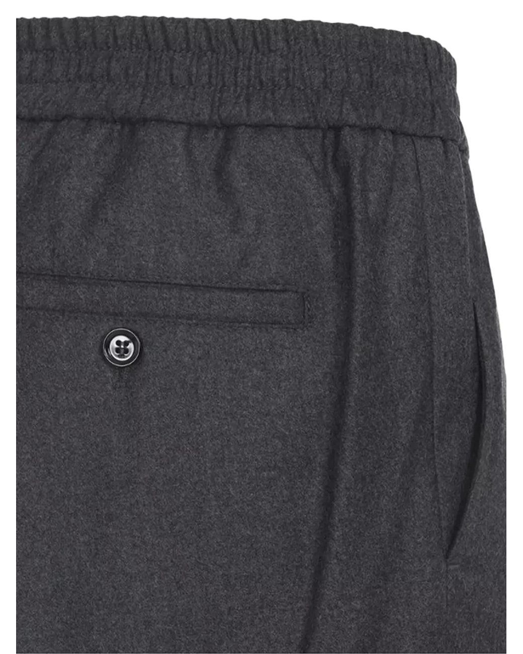 AMI Gray Ami Elasticated Pants Anthracite for men