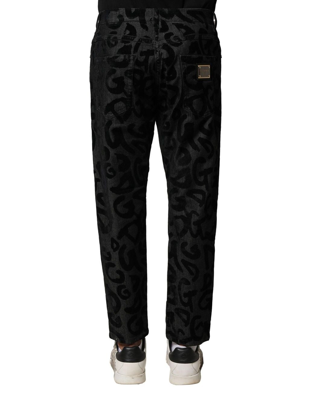 Dolce & Gabbana Black Logo Print Jeans for men
