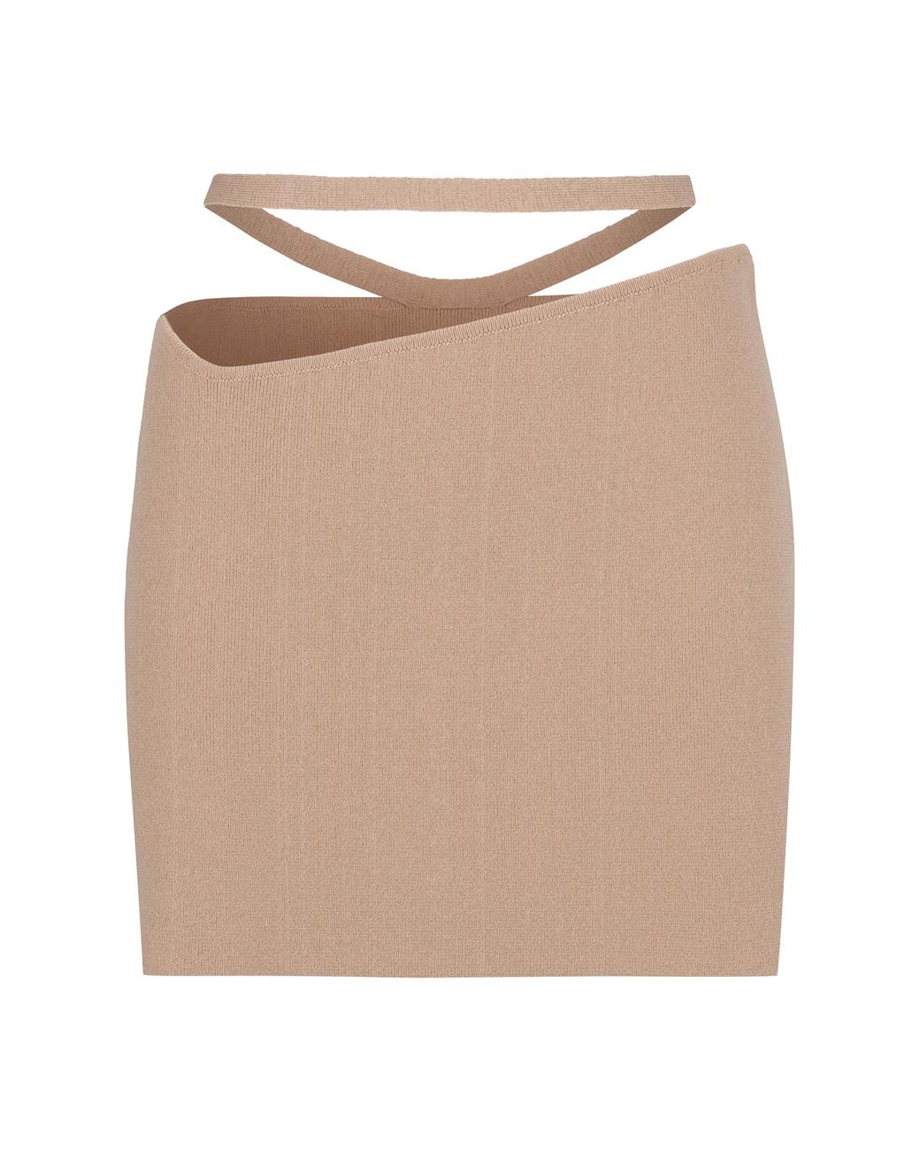 ANDREADAMO Natural Knitted Cut-Out Mini Skirt Viscose