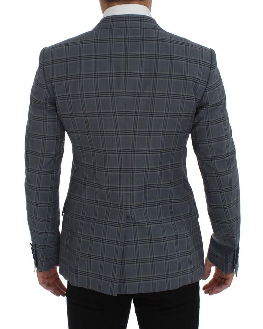 Dolce & Gabbana Blue Plaid Blazer Classic Fit for men