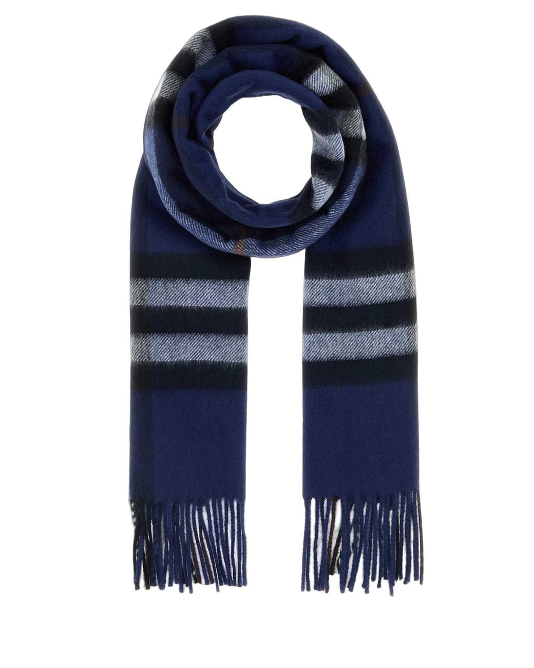 Burberry Blue Burberry Striped Cashmere Scarf