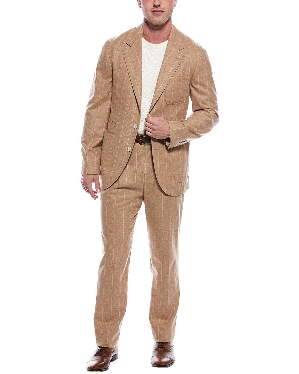 Brunello Cucinelli Natural 2pc Wool, Cashmere, & Silk-blend Suit for men
