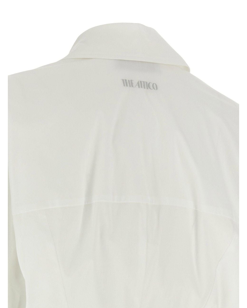 The Attico White Asymmetrical Wrap-Front Cotton Poplin Dress