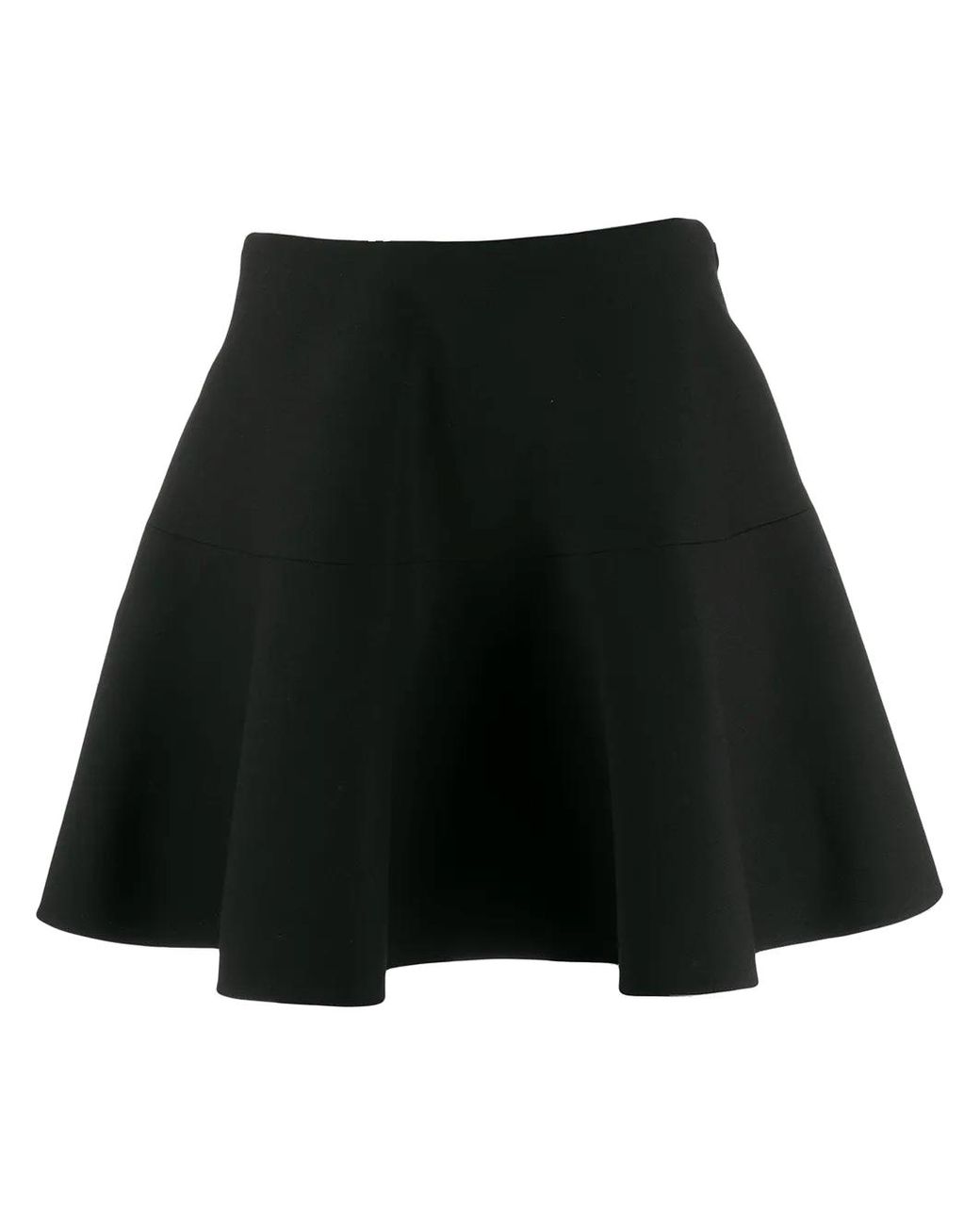 Valentino Black Wool And Silk Flared A-Line Skirt