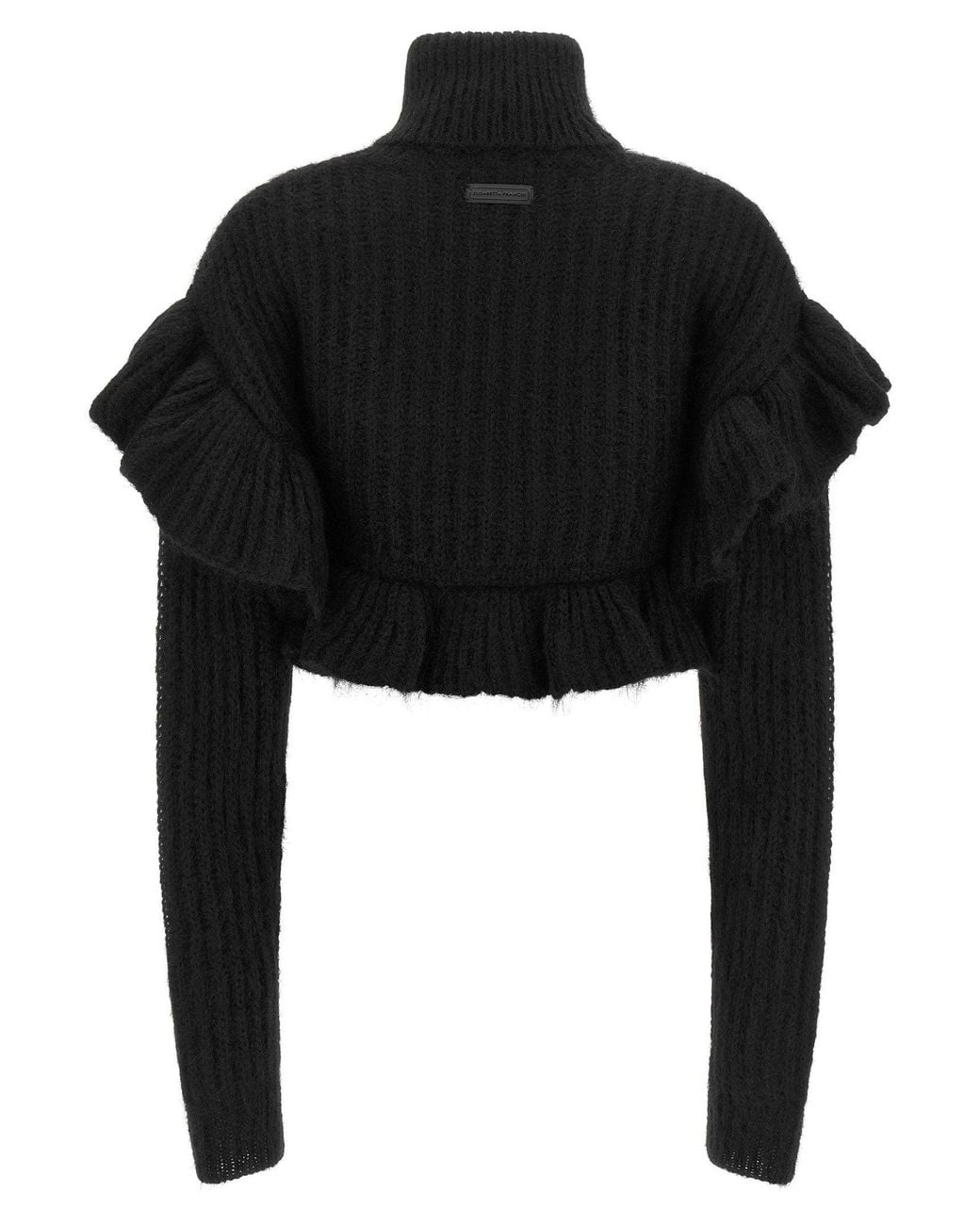 Elisabetta Franchi Black Ruffled Cropped Bustier Sweater