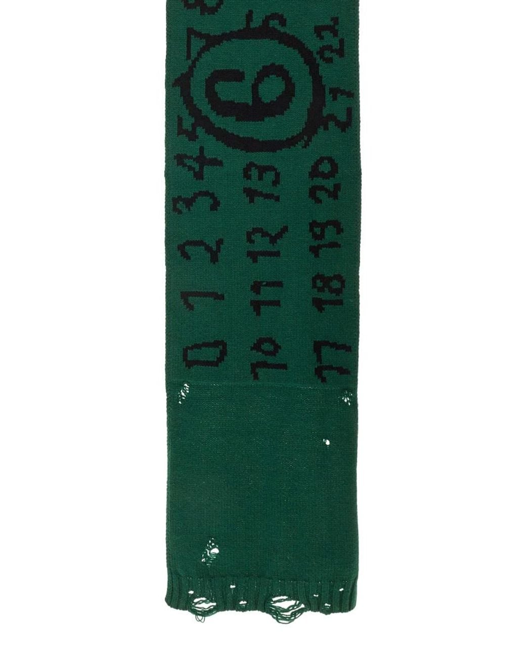 MM6 by Maison Margiela Green Virgin Wool Scarf Cotton
