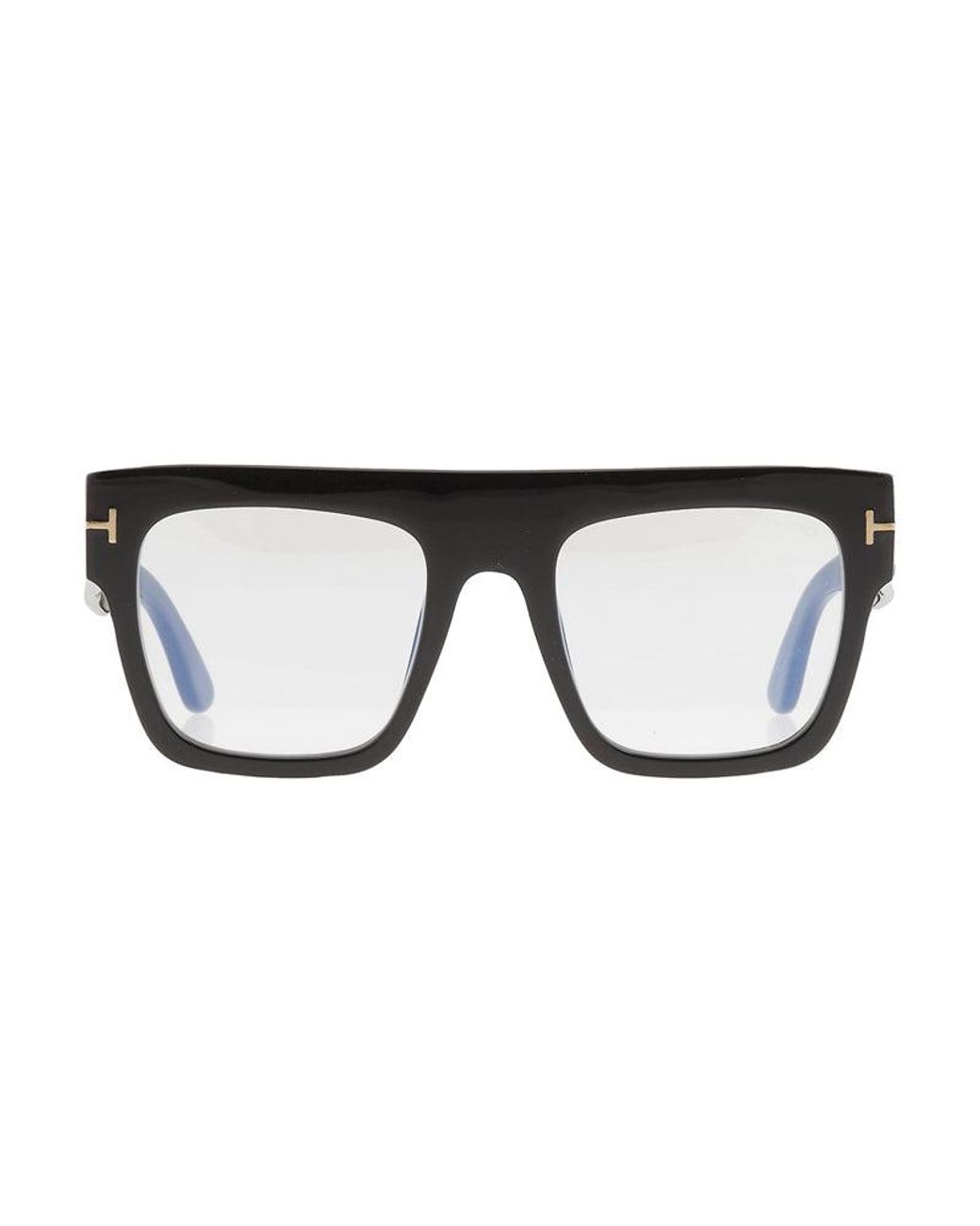 Tom Ford Black Eyeglasses Square Full Rim, Shiny Frame And Clear--Light Block Lenses Lens Ft0847001 Sunglasses