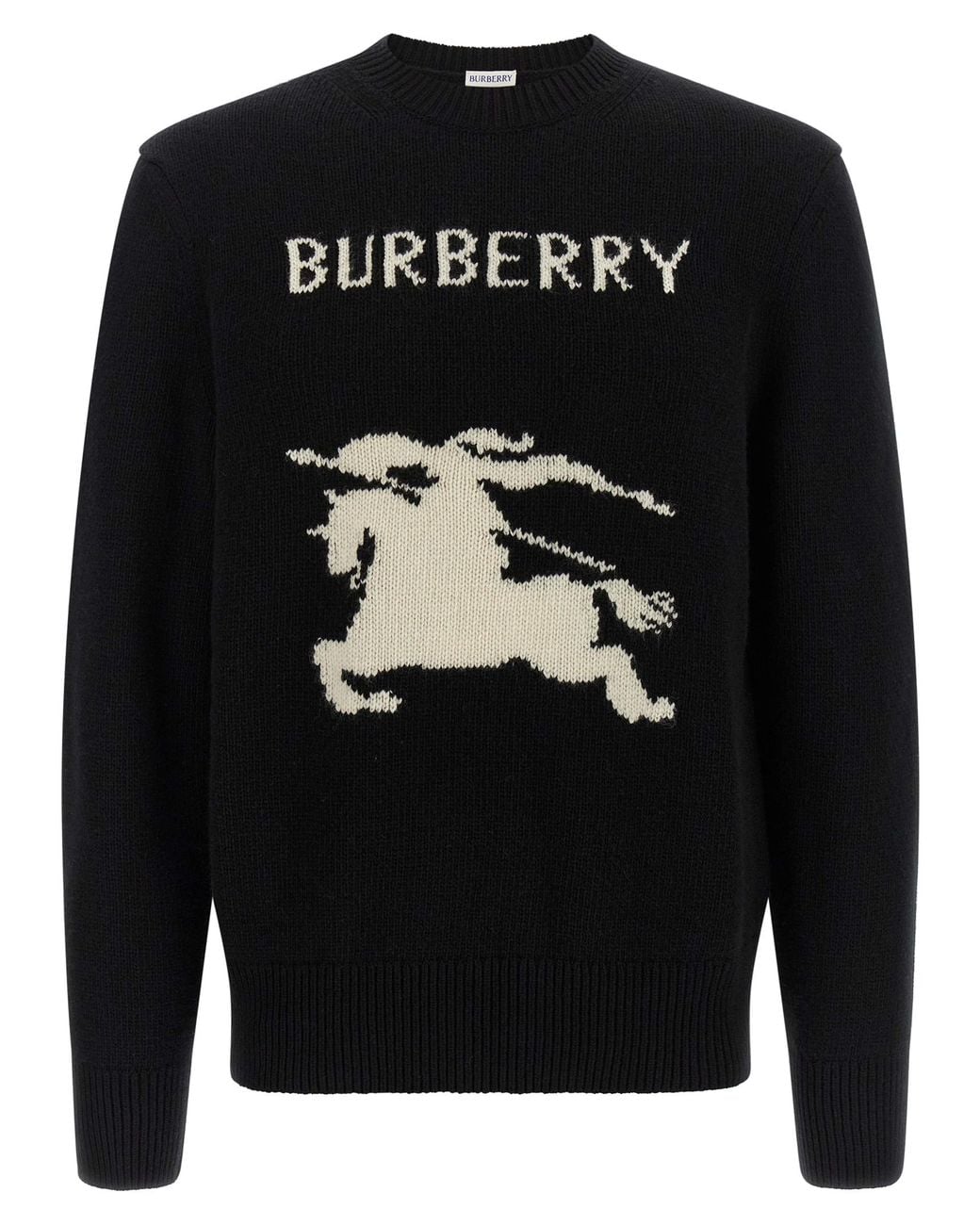 Burberry Black Burberry Logo-Embroidered Wool-Cashmere Sweater for men