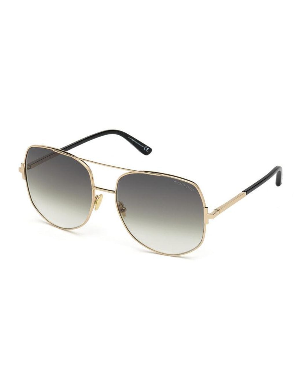 Tom Ford Metallic Aviator Full Rim, With A Shiny Rose Frame And Gradient Smoke Lens
