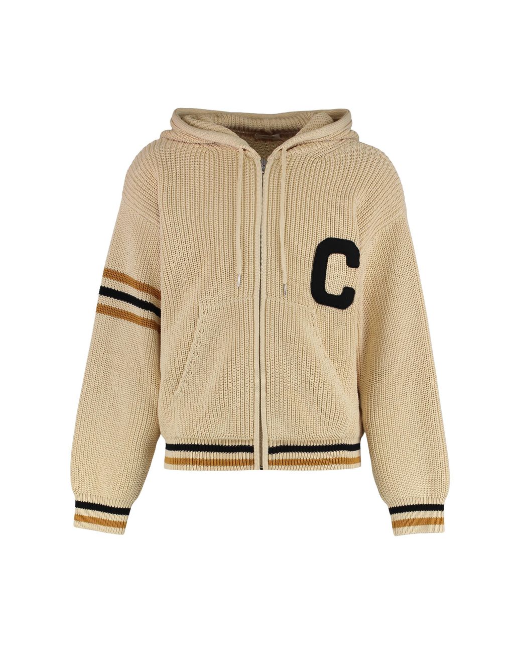 Céline Natural Hooded Zip Sweatshirt Cotton Knitwear for men