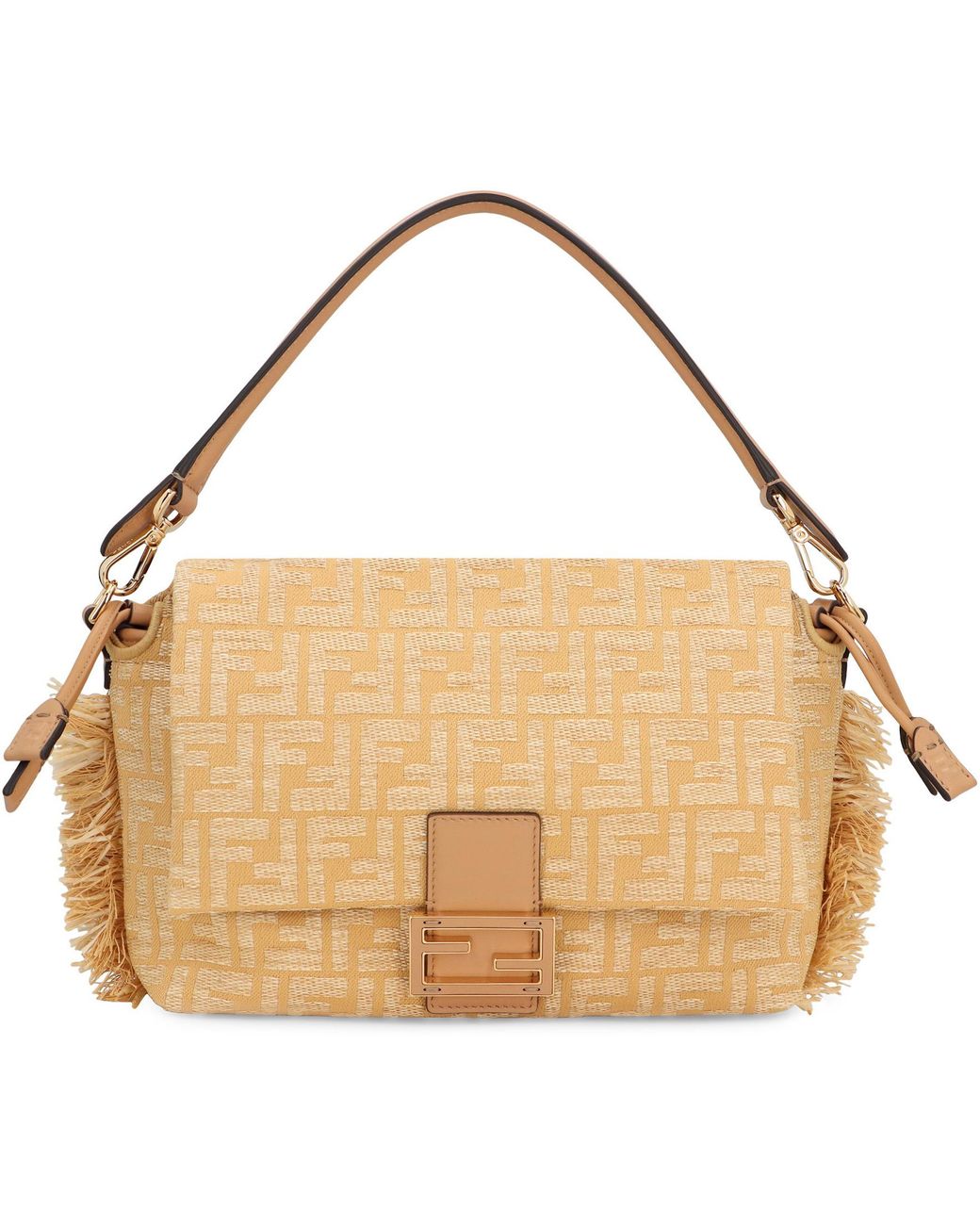 Fendi Brown Handbag Mamma Baguette Natural-Honey Polyamide Hand Bags