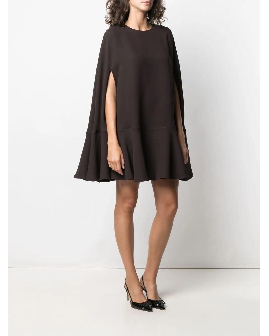 Valentino Black Silk Cape Dress