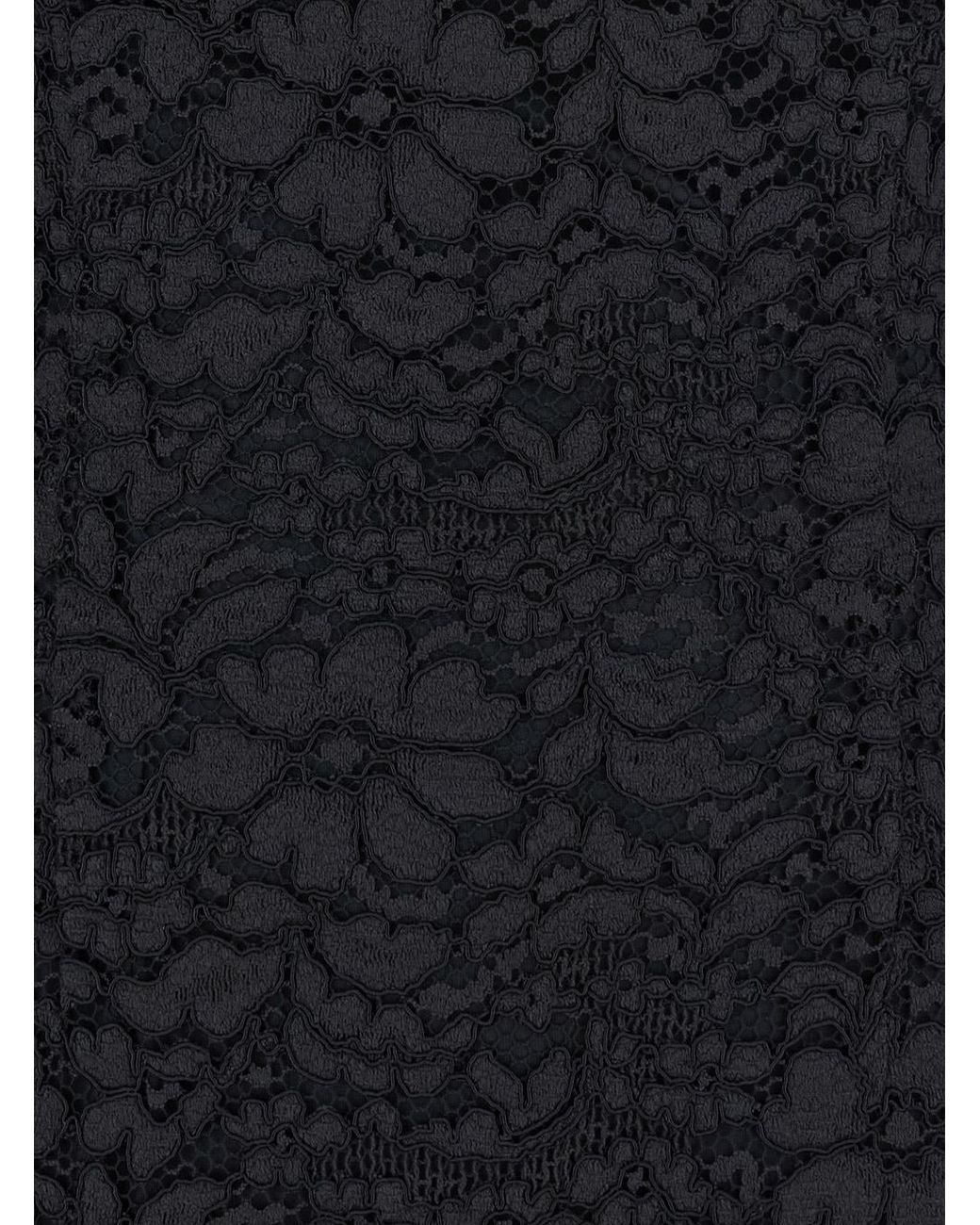 Le Plain Black Maxi Dress With Rear Concealed Zip Closure And All-Over Embroidery